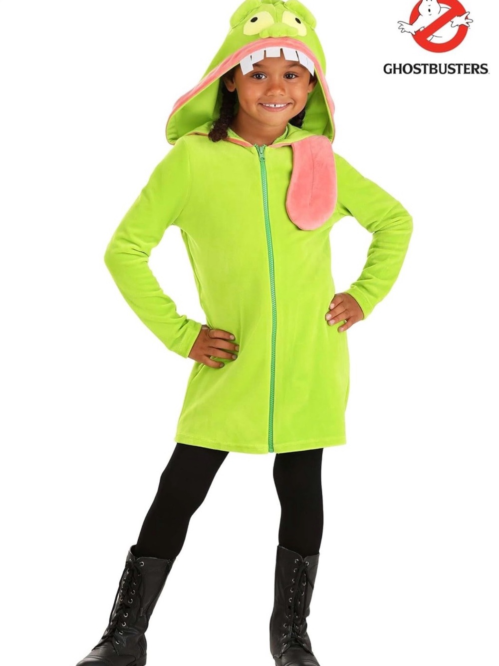 Ghostbusters Kids' Slimer-Inspired Green Hooded Costume Jacket